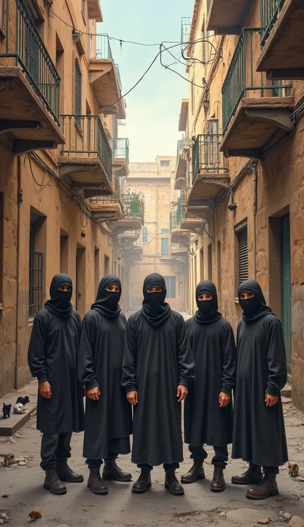 Do Marco and his friends in balaclava in an Arab alley real image