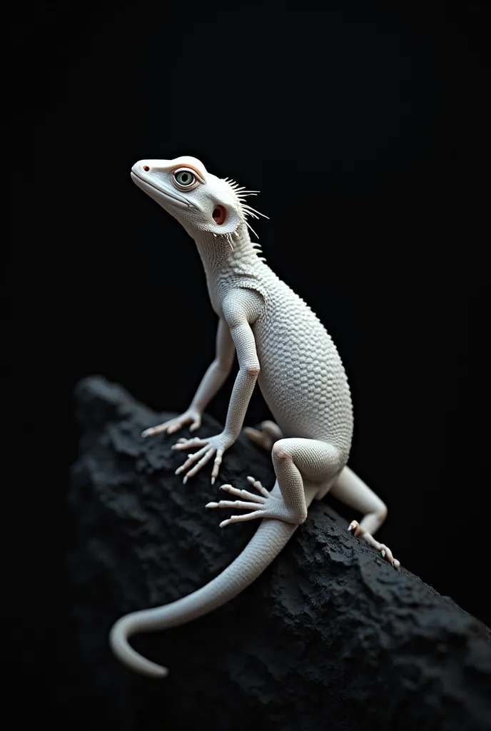 Whaite lizard with blaxk backgroung
