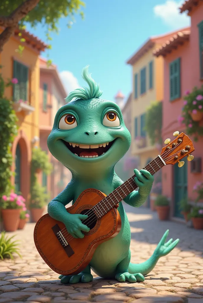 Disney's Luca holding a guitar