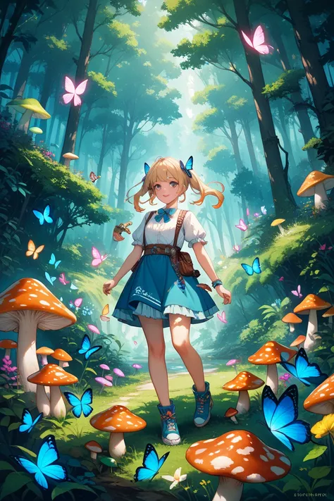 rainbow nature girl mushroom
