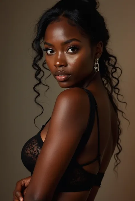 black african woman in lingerie
