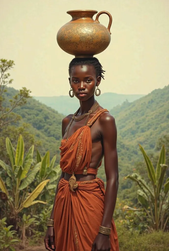 An African woman with a jug on her head 