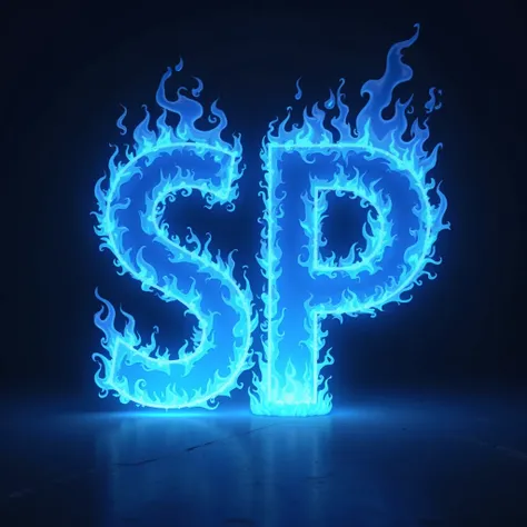 Create a profile picture with SP written full of blue flame details