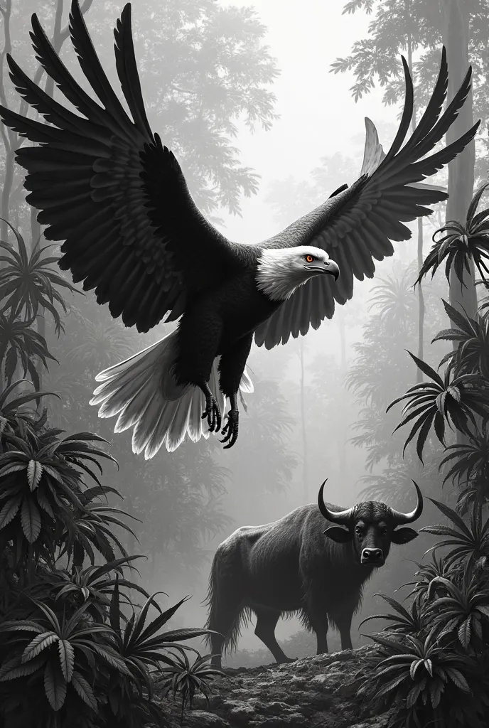 Black and white eagle,marijuana,carabao