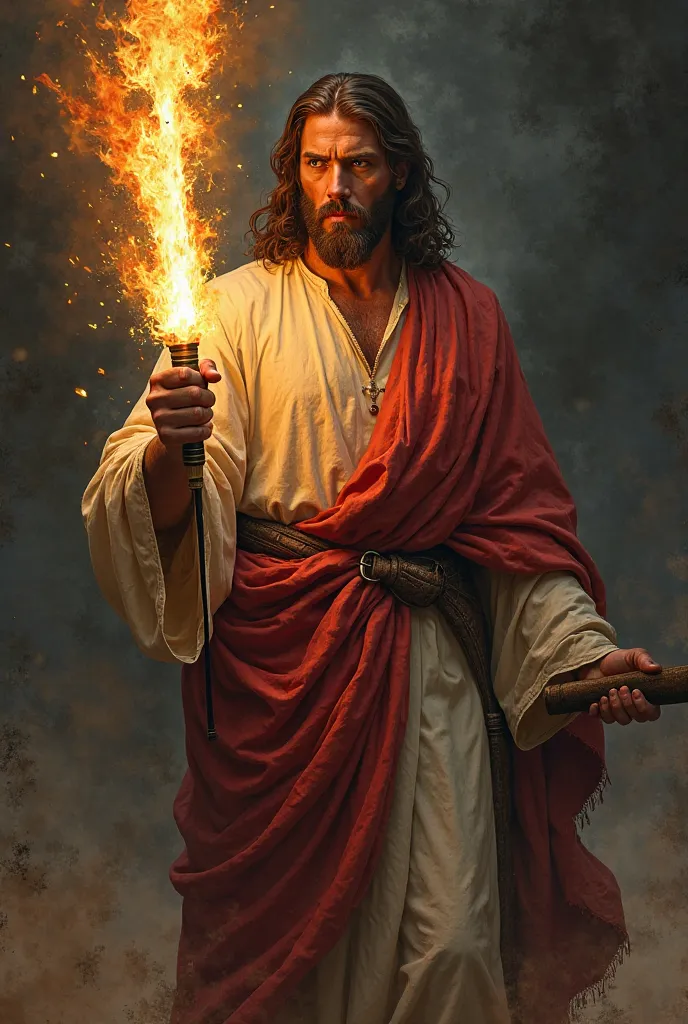 You can do it with Jesus with a cacha covered in fire in his hand and Jesus standing looking at the axe in his hand. 