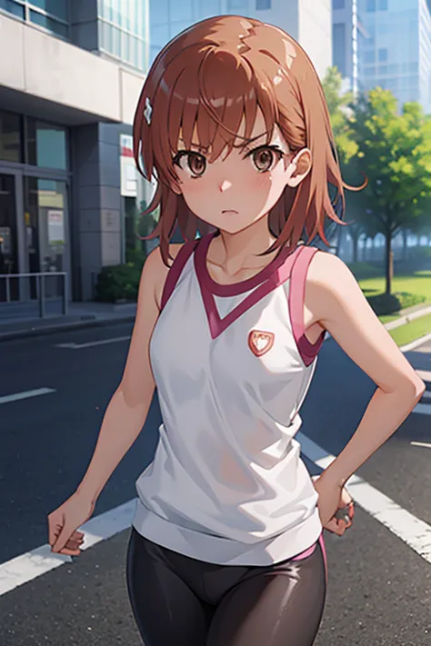 Mikoto misaka.、A Certain Scientific Railgun、girl、Small breasts、whole body,blush,leggings、best quality,