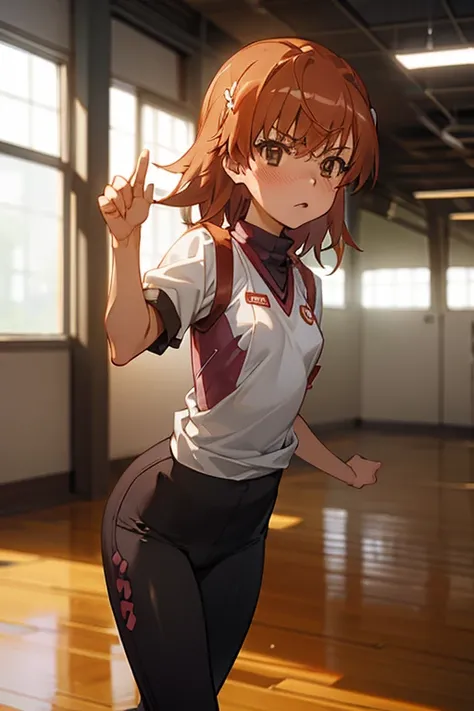 Mikoto misaka.、A Certain Scientific Railgun、girl、Small breasts、whole body,blush,leggings、best quality,