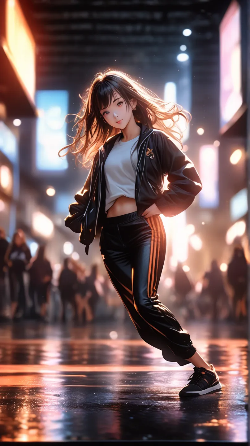 high school girl， hip-hop dance，high resolution, background blur, 