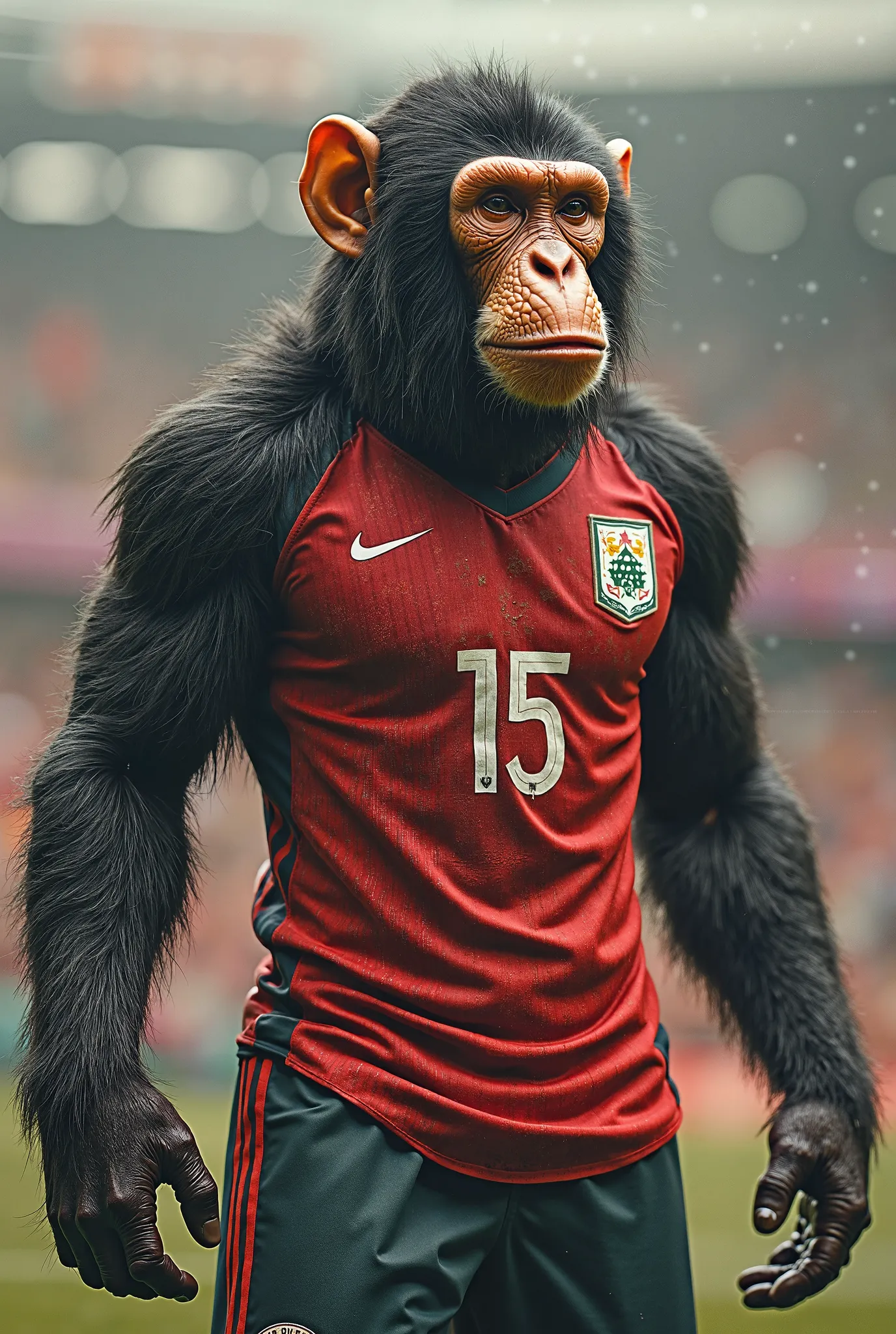 Nigerian soccer player Victor Osimhen shirt number 45 from Galatsaray as a monkey with his face