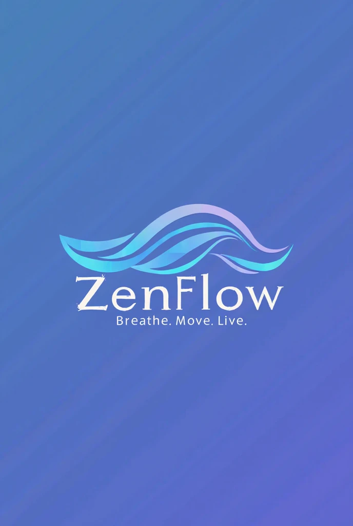 Design a logo for "ZenFlow" incorporating a smooth, wave-like line symbolizing energy flow and movement. The line features a gradient from deep blue to soft lavender, creating a sense of calm and harmony. The text "ZenFlow" is placed above the wave, using ...