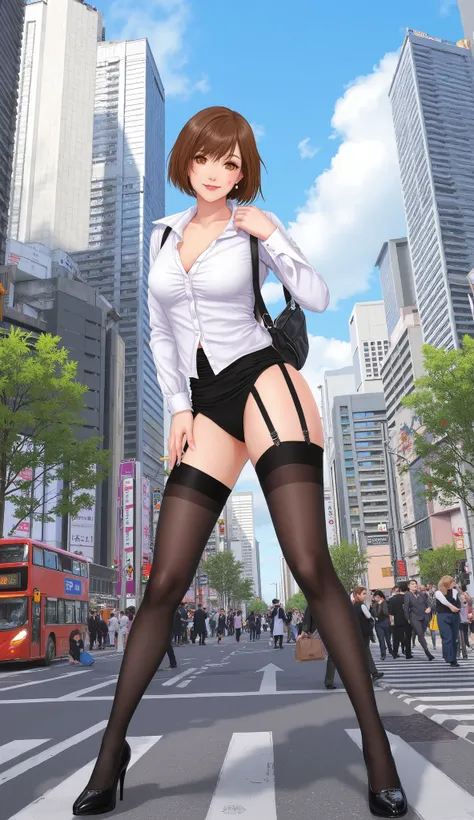 Tokyo, Shibuya Scramble Crossing, crosswalk, (8k, ultra-high resolution, highest quality, masterpiece:1.2), Masterpiece, best quality, illustration, ultra detailed, finely detailed, high resolution, 8k wallpaper, perfect dynamic composition, beautifully de...