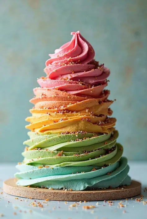 Realistic cake focus on the layers with bright full colors