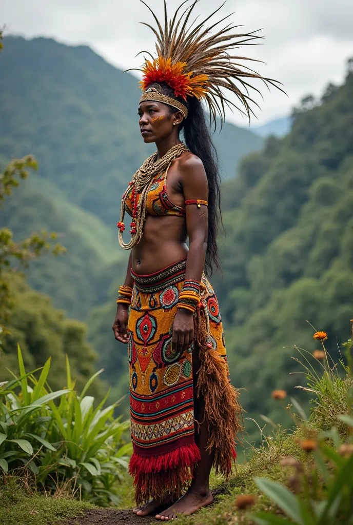 Woman dressing up in Hela province traditional wear from Papua New Guinea 