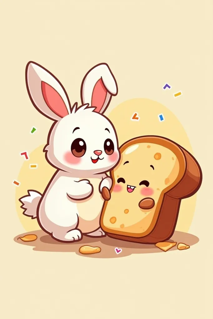 Bunny plus cute bread cartoon drawing cs color