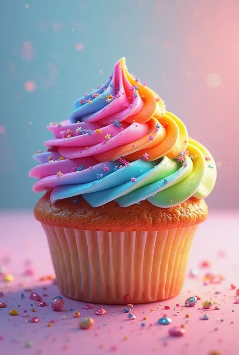 Realistic cupcake with bright colors