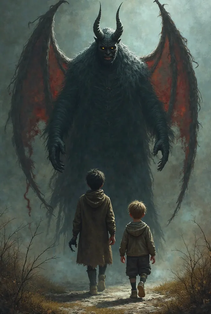 Me (boy) and the devil walking side by side. (Give the realistic feeling vibe) 