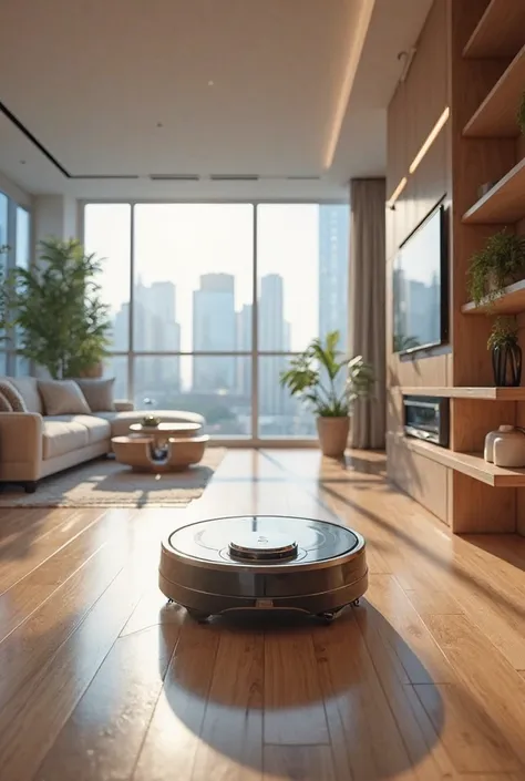 Beautiful apartment with a robot vacuum cleaner and various useful technologies