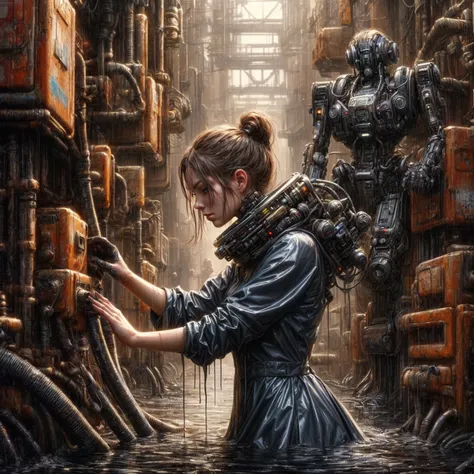 a close up of a woman in a suit in a building, detailed sci-fi art, peter gric and dan mumford, sci-fi illustrations, sci - fi illustrations, sci-fi fantasy art, award winning scifi art, detailed cyberpunk illustration, sci - fi art, sci-fi art, beautiful ...