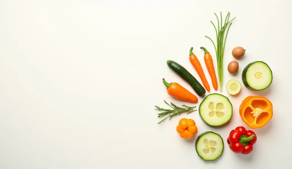 
Background image with lots of white space with sliced vegetables