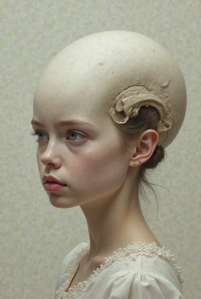 portrait of a girl with an elongated ovoid skull