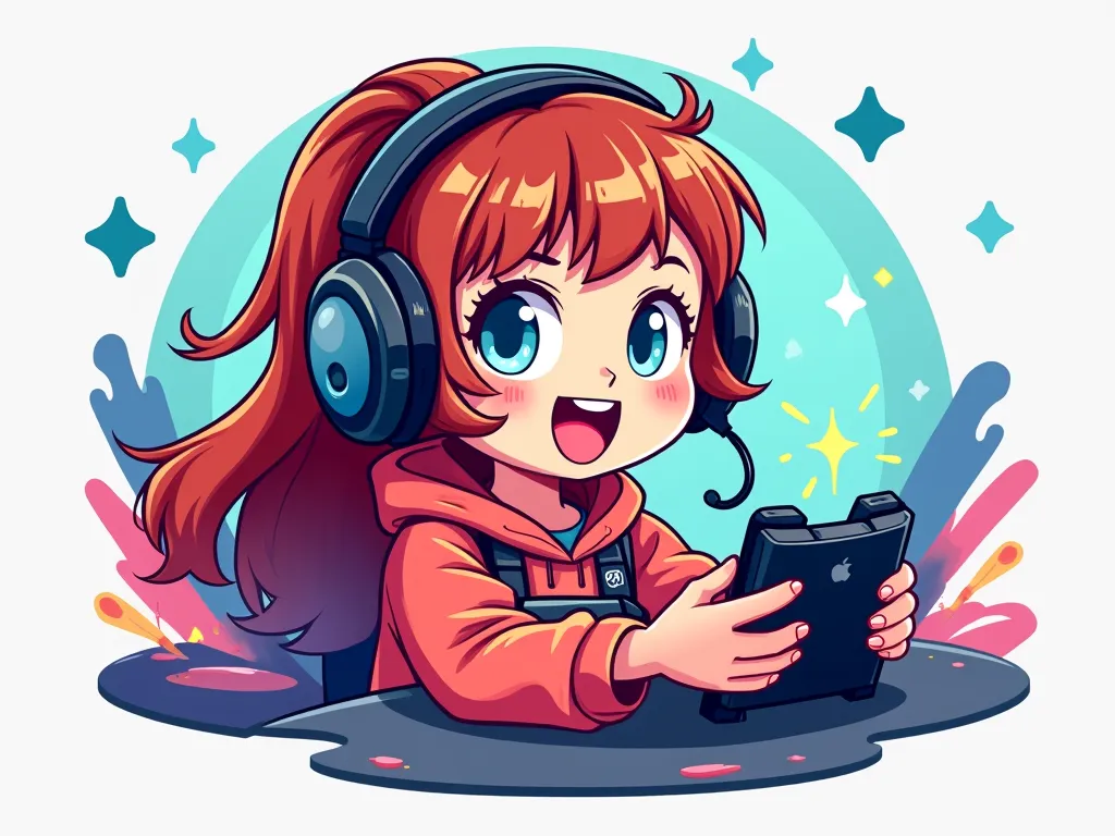 Cute logo gaming girl