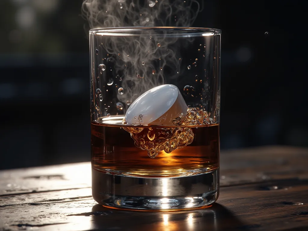 1 glass of liquor, 1 white tablet is dissolving in a glass of liquor., black background,  Morning Sun,  Realistic, Masterpieces,movies,8K resolution, clear detail.