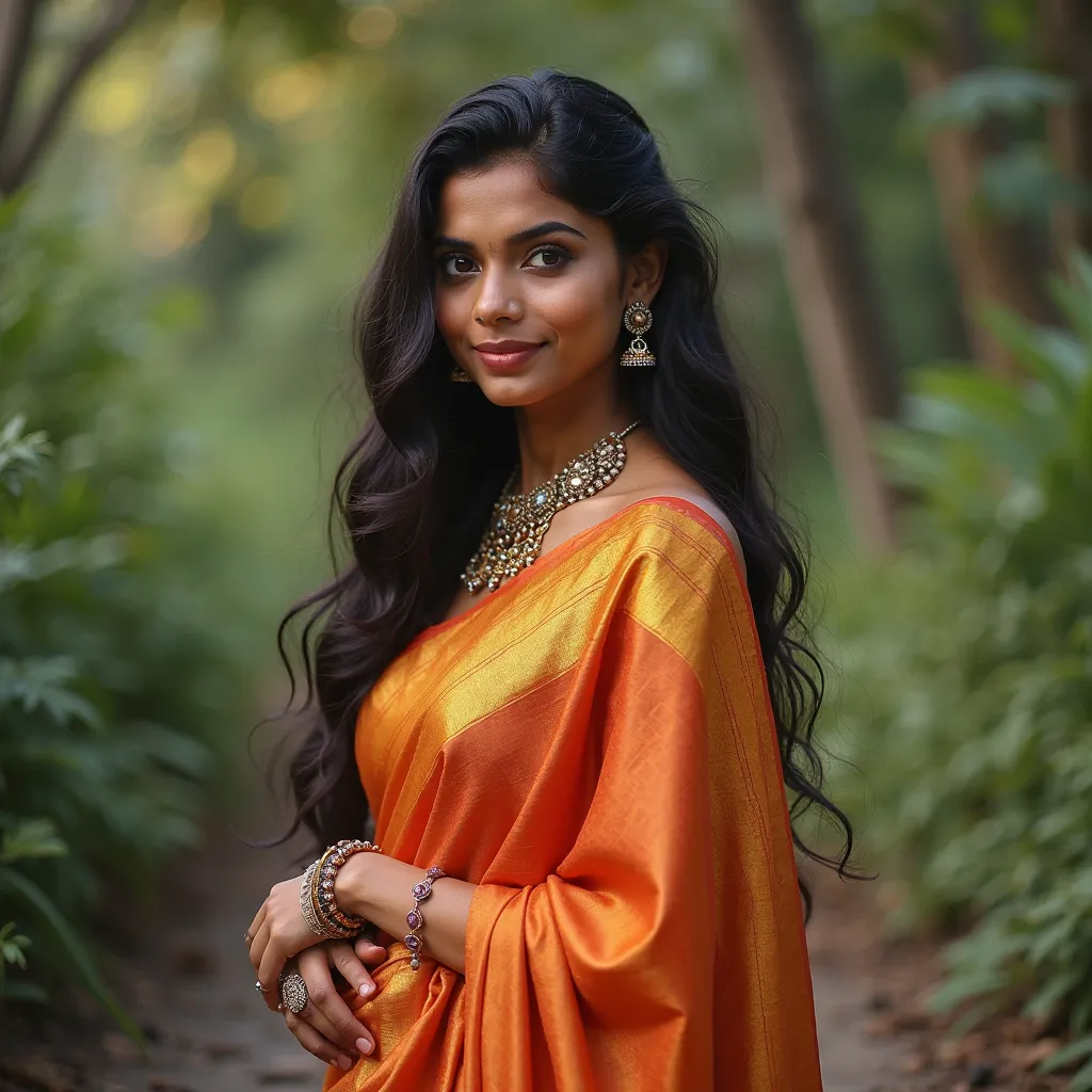 Hd image of kerala lady in saree, posing for photo as a model