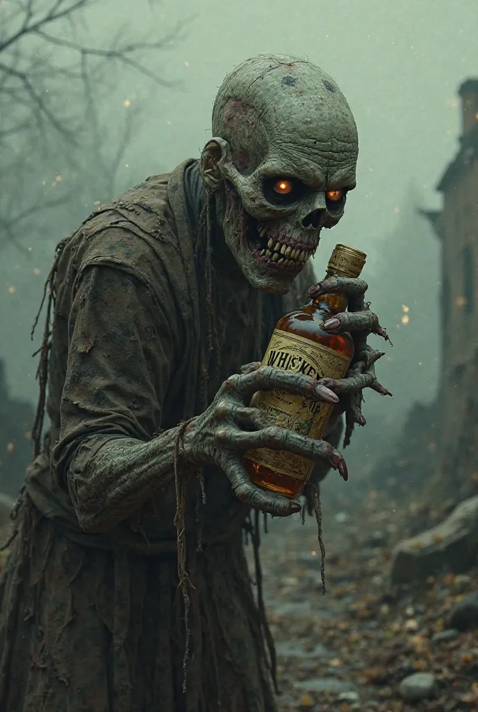 Zombie with a whiskey bottle 