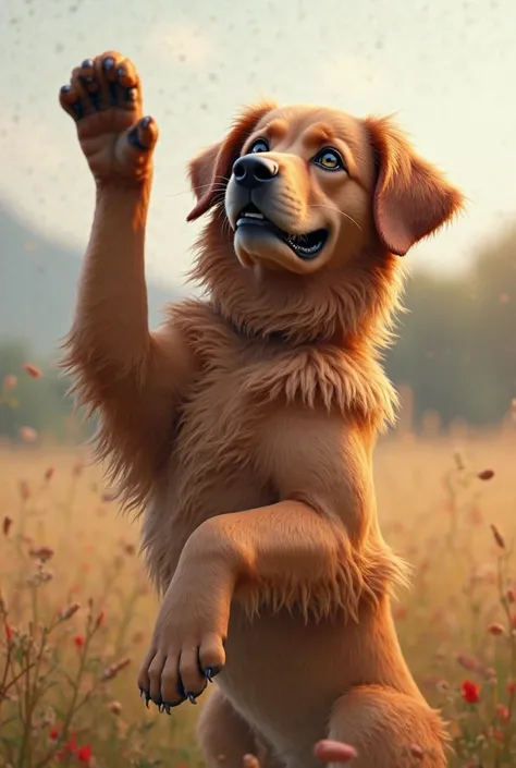 A dog pointing up like this