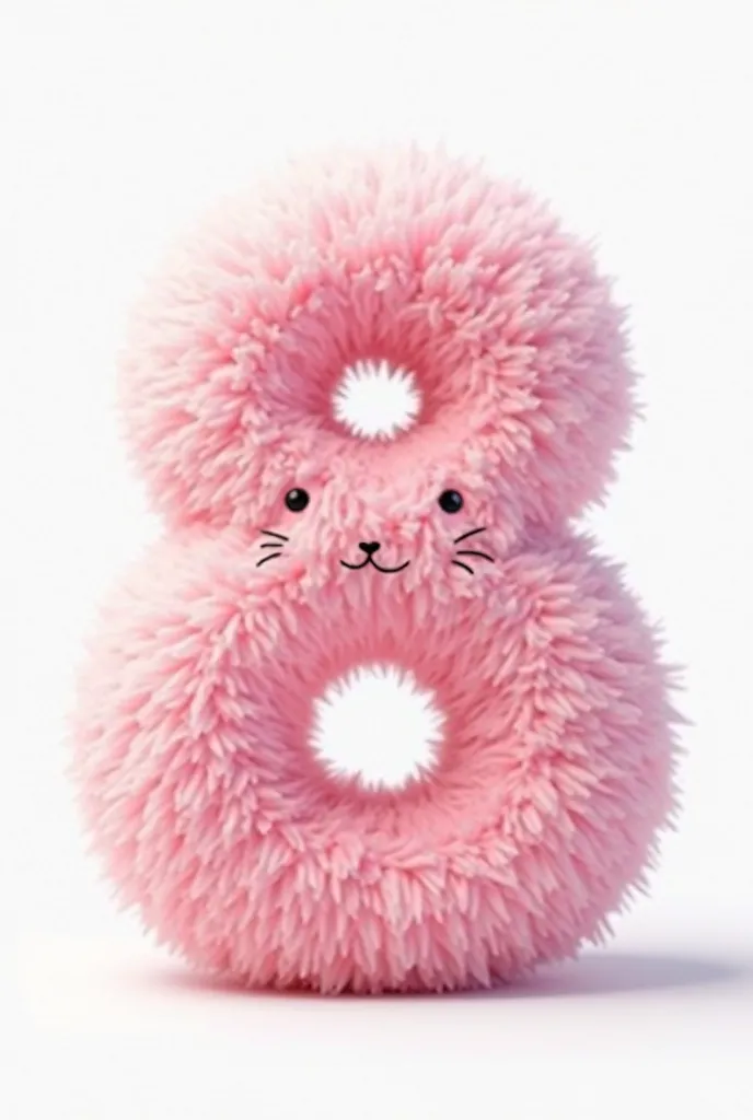 fluffy, furry pink number 8. 
on a white background