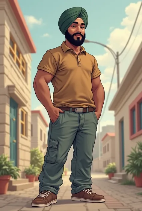 brown / white boy of 6 foot height and 95 weight wearing polo shirt and baggy pant a Punjabi guy bro faty 