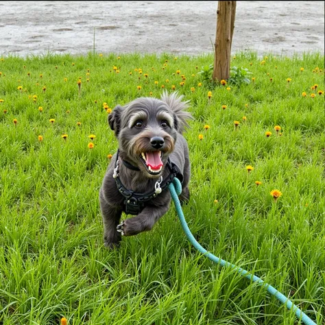 Generate a water paint artwork for this black dog. The background is a forest.