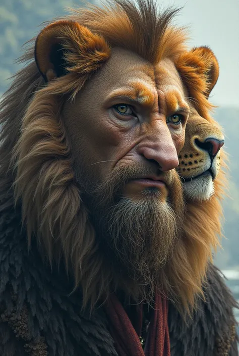 Voici l'image d'un homme mystique avec quatre visages distincts : un visage humain à l'avant, un visage de lion à droite, un visage de bœuf à gauche et un visage d'aigle à l'arrière, inspiré d'Ézéchiel 1:10. Dis-moi si tu veux d'autres ajustements !