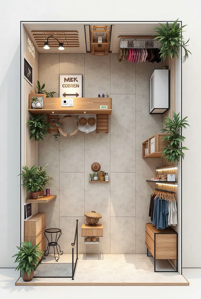 Design of 1 clothing store Area: dài 4m rộng 8m có 1 trệt 1 floor Bố cục gồm: 1 large room,1 toilet ,1 floor ( 2 rooms ).Store divided into 3 areas:
Front area: passengers
Inside the store area:
Clothes rack,Dressing room,accessories,cash counter
Floor are...