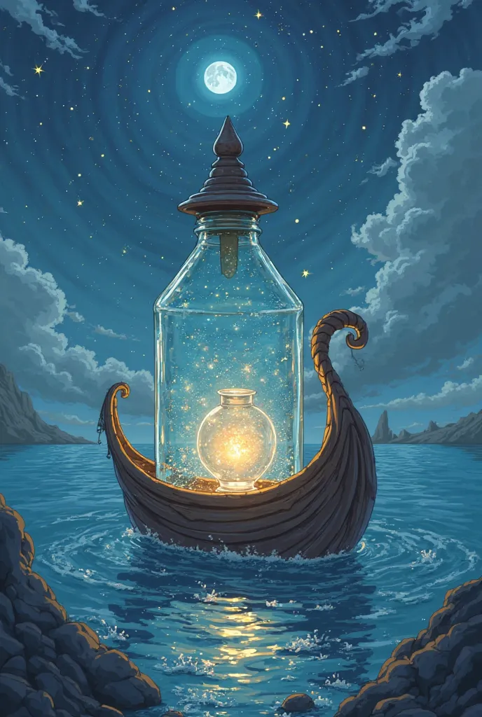 A fisherman, using his wit, pretended not to believe that the genie had been trapped in such a sma l jar. To prove his ability, the genie went back inside the jar. As soon as he did, the fisherman quickly sealed the jar and threw it into the sea. create an...