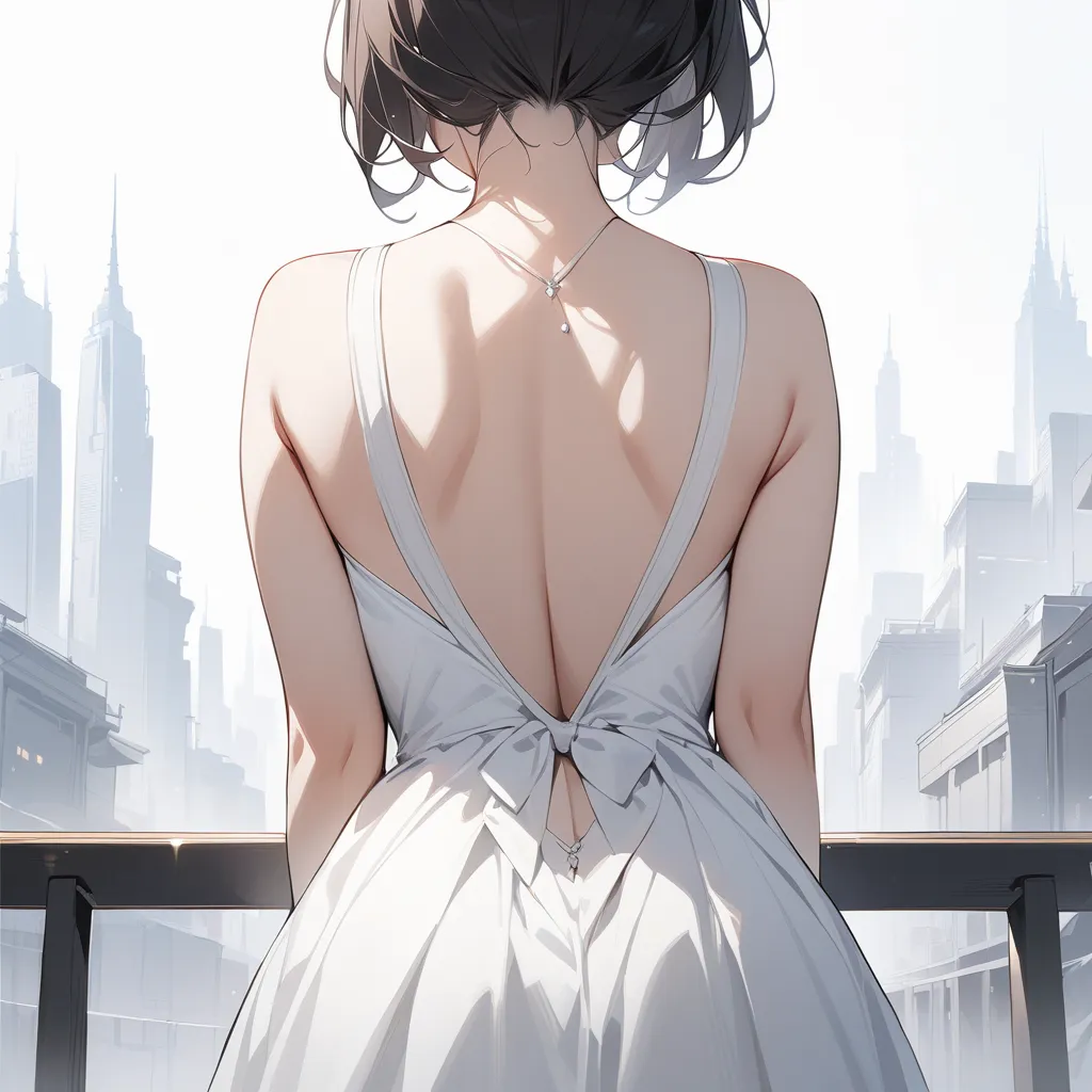 ( masterpiece, best quality:1.2), 1 Girl, alone， stands，pure white background， in a white dress 