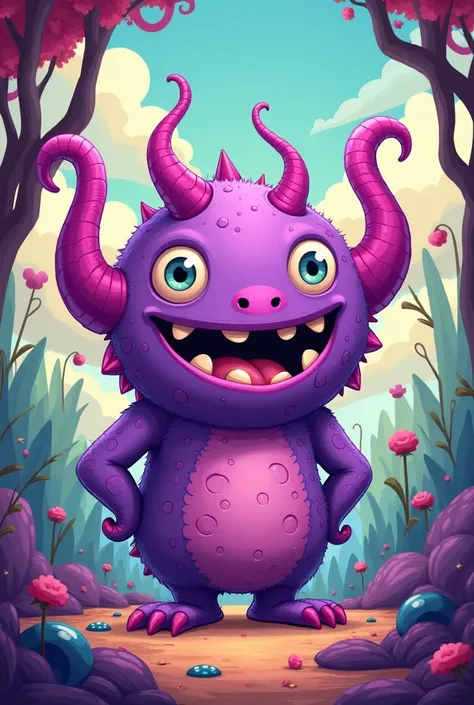 Purple cartoon monster named written as MONZONIC