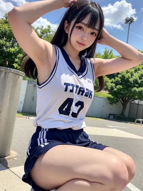  What a Japanese Girl Born in 2003 Looks Like in 2024。 stylish clothes。dirty armpit sweat。 mine-type makeup。 dark makeup。Eye Makeup。droopy eyes。 with a young face。chubby。 provocative smile。 Whipping  。 young thighs。 Outdoor Photos with Lots of Traffic 。bas...