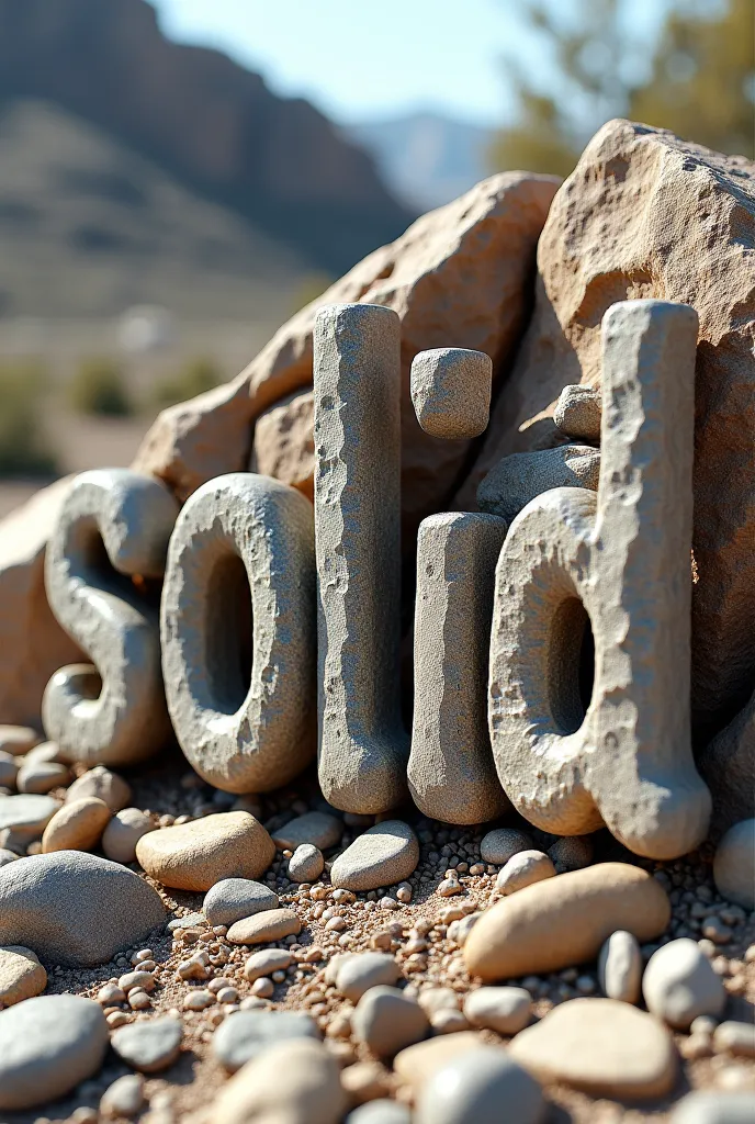 Make the word solid using rocks drawings