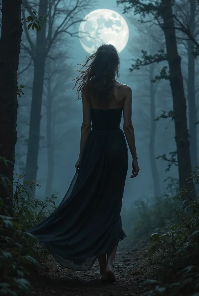 The night was shrouded in a blanket of fog, and the full moon cast its silver light over the silent forest. Natasha walked with light steps, her red eyes shining like embers in the dark. Her black dress,  made of fine silk , flowed around her slender body,...