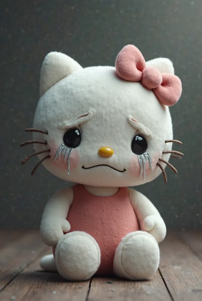 Hello kitty in plush crying a lot and sad 