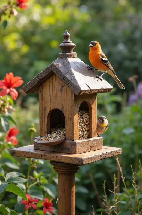 Homemade bird seed dispenser