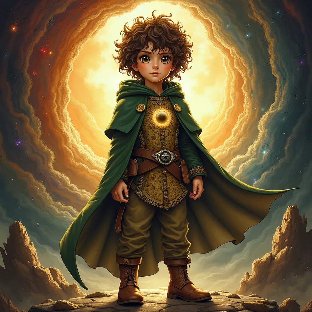 Make image of Frodo Beggins similar to Yu-Gi-Oh card game character 