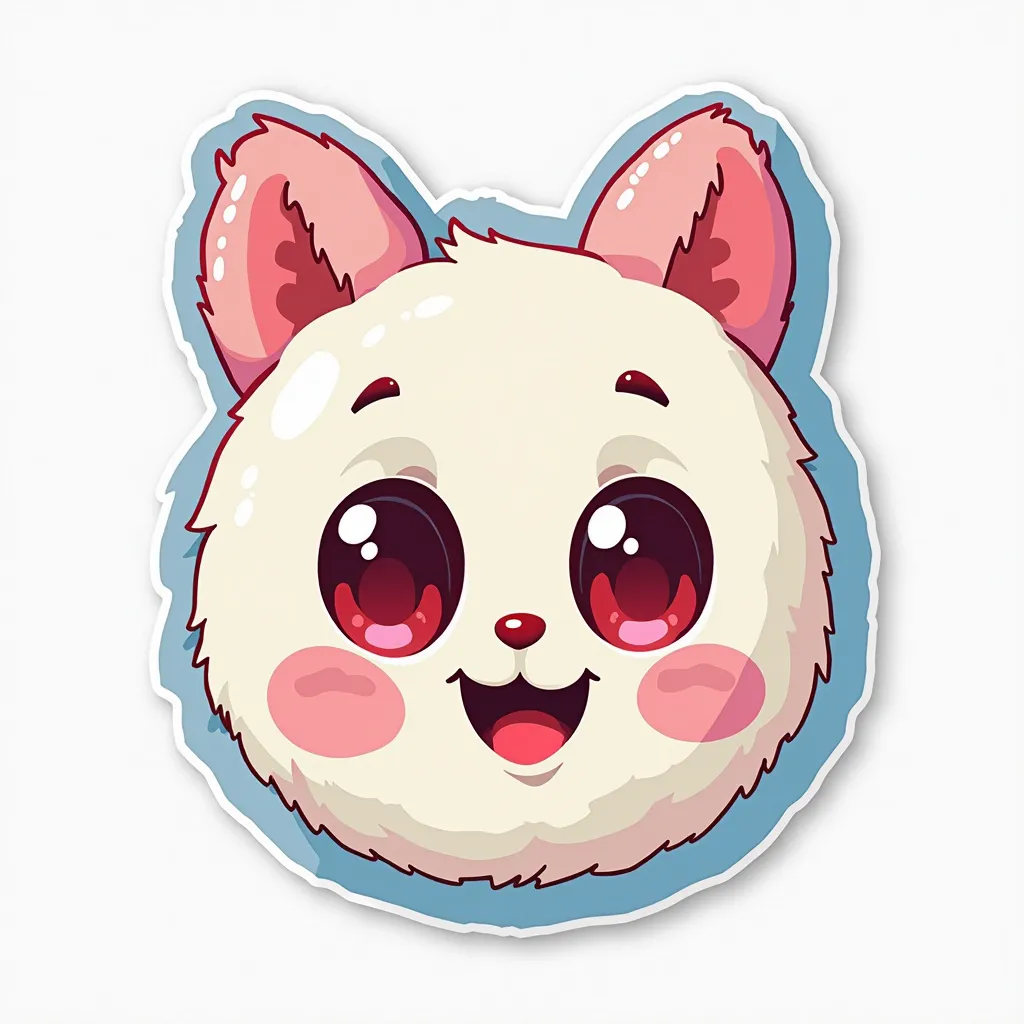 A delightfully vibrant and kawaii sticker design featuring a whimsical happy face emoticon with red heart eyes. The illustration is rendered in soft pinks and blues, with flat colors for a playful and retro feel. The text "Well over 6K likes! Thank you!" i...