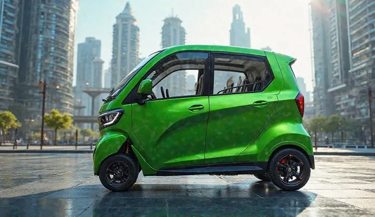 2025 Bajaj qute 12 seater auto rickshaw full green right view