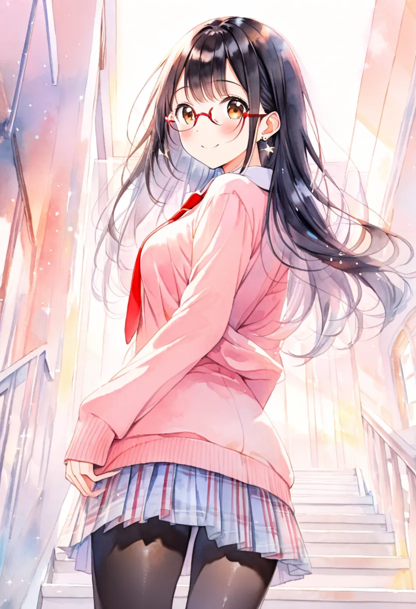 (ultra detailed:0.7), cover image, (soft pastel tones, watercolor, (bright color:1.3), transparent, gradation, harmonious and calm atmosphere:1.1), 
1girl, , brown eyes are shining and cute, black hair, long hair, extremely detailed neat hair,Straight hair...