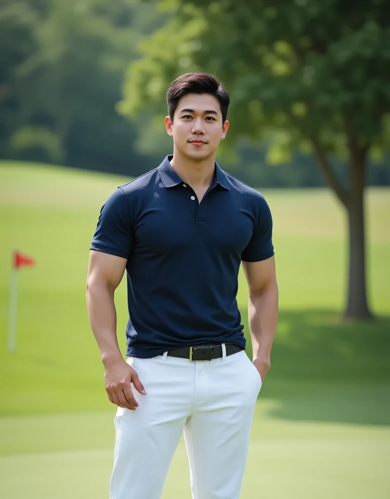 highest quality, 8k, Full Body Photography, sharp focus, high quality photos, high resolution, 30 year old korean sexy male, bright and glowing skin, detailed face, delicate hands, muscular body, dynamic motion, (Looking at the audience), fine particles, G...