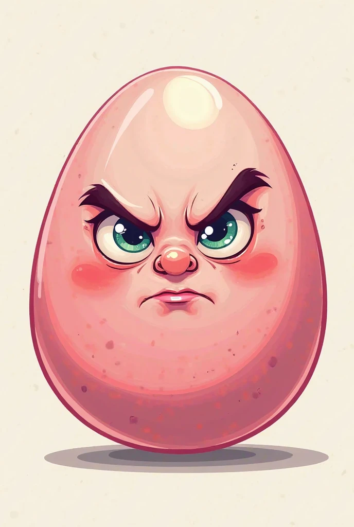 A cute pink eggcell showing snob face, comic style