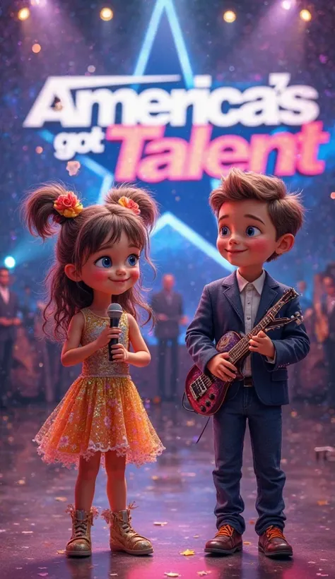 American got talent themed image two babys one gril and one boy