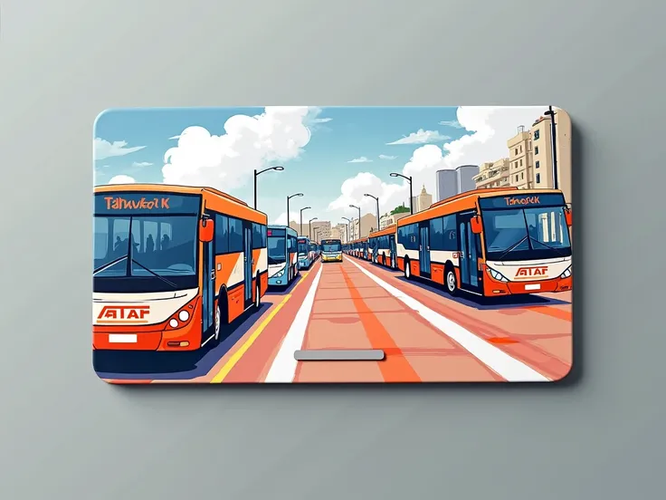 ATAF travel card in the form of a plastic card with painted buses and an indication in English that this is a 6-MONTH TRANSPORT PASS